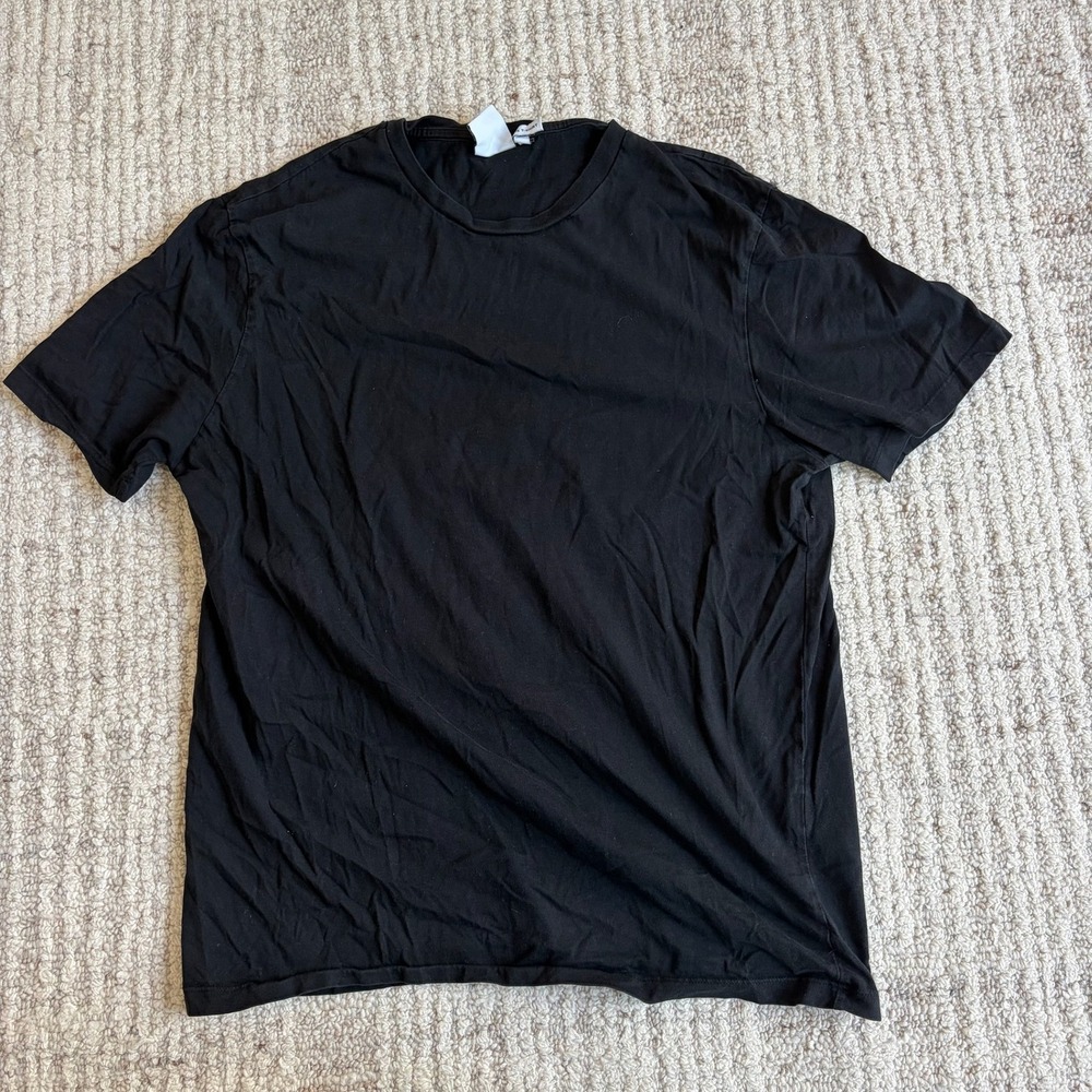 Zara The T-Shirt Mens Large Black Short Sleeve Crewneck Cotton Basic Tee